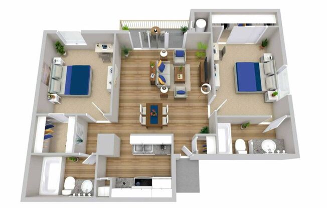 2 beds, 2 baths, 875 sqft, $1,380, Unit 9-155