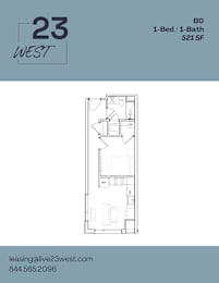 1 bed, 1 bath, 521 sqft, $1,650