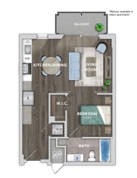 Studio, 1 bath, 616 sqft, $2,304