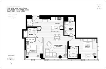 2 beds, 2 baths, 1,201 sqft, $9,200, Unit 1509