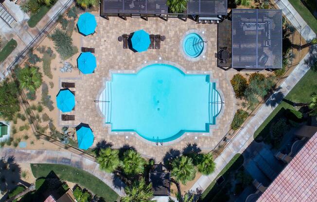 Aerial View Of Pool at Medici Apartment Homes, Bermuda Dunes