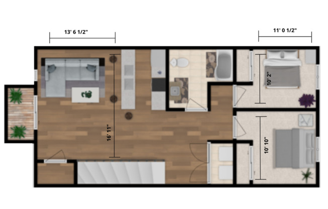 2 beds, 1 bath, 1,019 sqft, $1,195