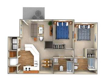 2 beds, 2 baths, 1,250 sqft, $1,350