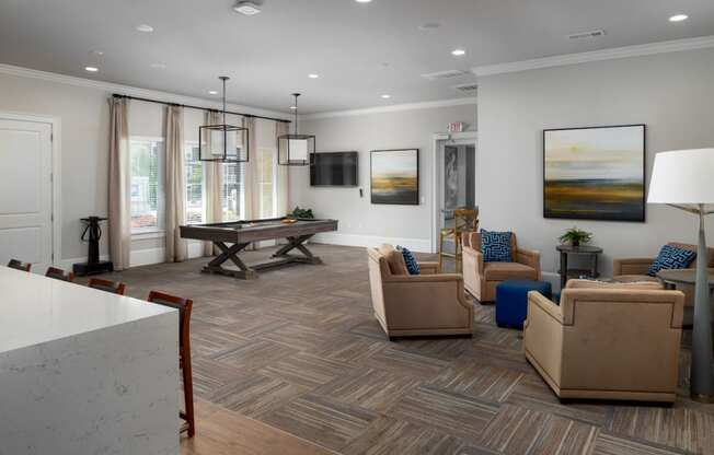 Clubhouse interior at Abberly Market Point Apartment Homes, Greenville, SC, 29607