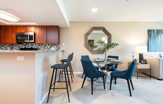 our apartments at the district feature a dining area and kitchen