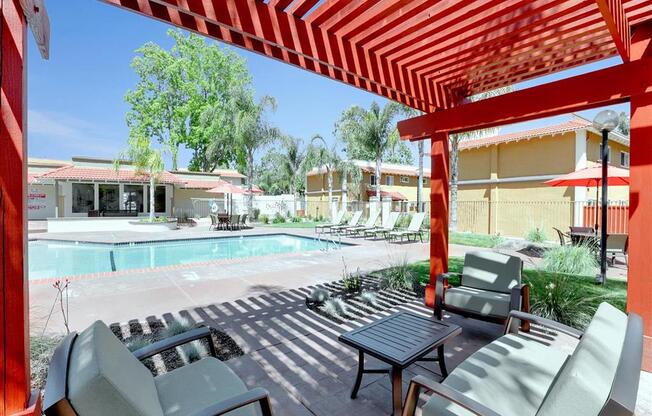 Swimming Pool With Lounge Chairs at Casa Alberta Apartments, Sunnyvale, California