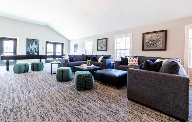 Lounge space in clubhouse at Governor Square Apartments, IN, 46032
