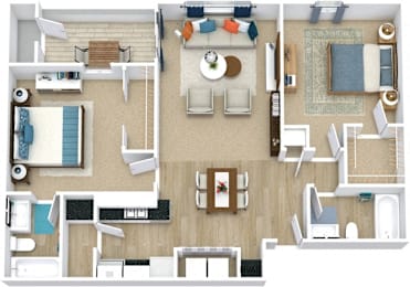 2 beds, 2 baths, 871 sqft, $1,020