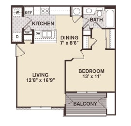 1 bed, 1 bath, 674 sqft, $1,274