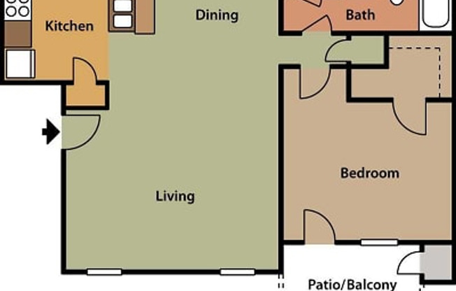 1 bed, 1 bath, 675 sqft, $1,120, Unit 417