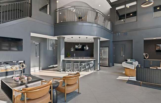 Marshall Park apartments in raleigh nc - Clubhouse with entertaining kitchen and Wi-Fi lounge