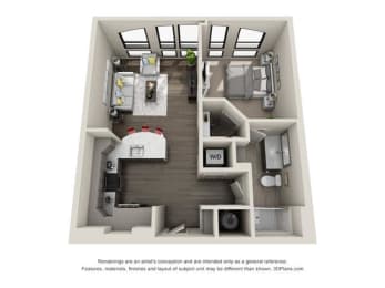 1 bed, 1 bath, 664 sqft, $1,595