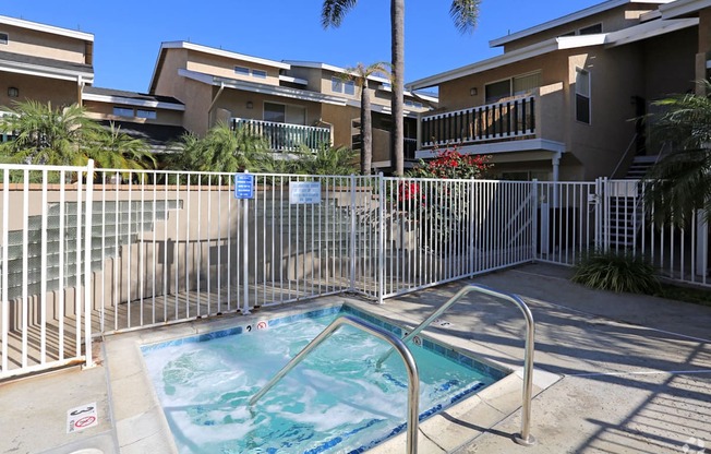 Pool-side view of the Jacuzzi with bubbling water