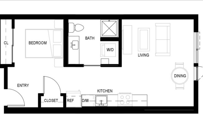 Studio, 1 bath, 564 sqft, $2,643