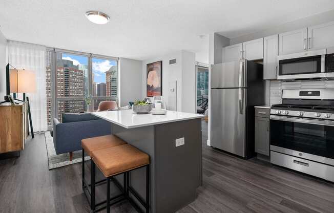 Open living spaces at Shoreham and Tides Apartments, Chicago, Illinois