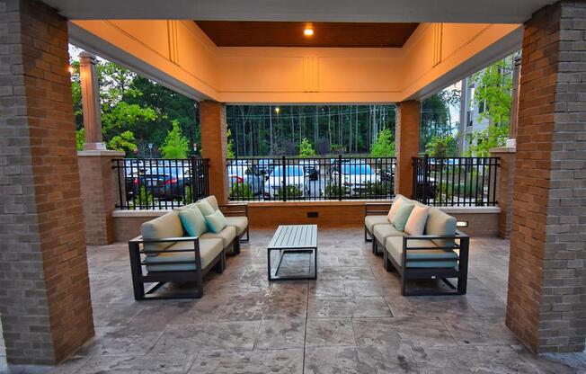 Spacious, Landscaped Patio and Private Courtyard at Pointe at Lake CrabTree in North Carolina Apartments for Rent