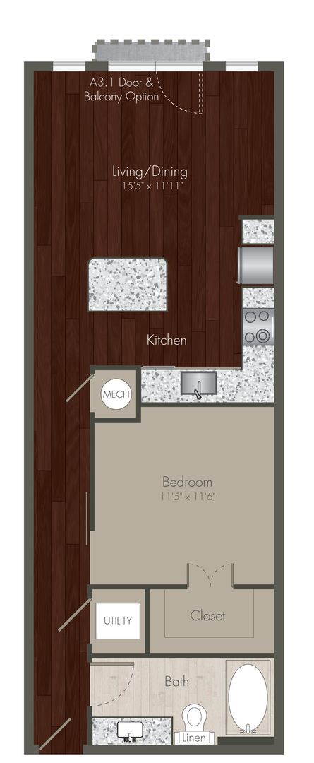 1 bed, 1 bath, 708 sqft, $1,814, Unit 417