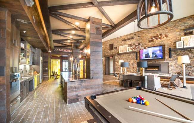 Game Room With Billiards Table at Aviator West 7th, Texas