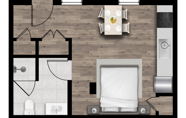 Studio, 1 bath, 363 sqft, $1,495, Unit 809