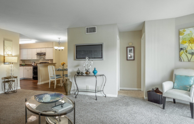 Spacious living room at Preakness Apartments
