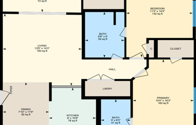 2 beds, 2 baths, 1,070 sqft, $1,225, Unit 3D
