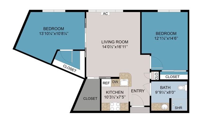 2 beds, 1 bath, 911 sqft, $1,849, Unit 126-218