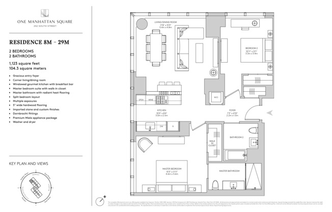 2 beds, 2 baths, 1,123 sqft, $8,450, Unit 25M