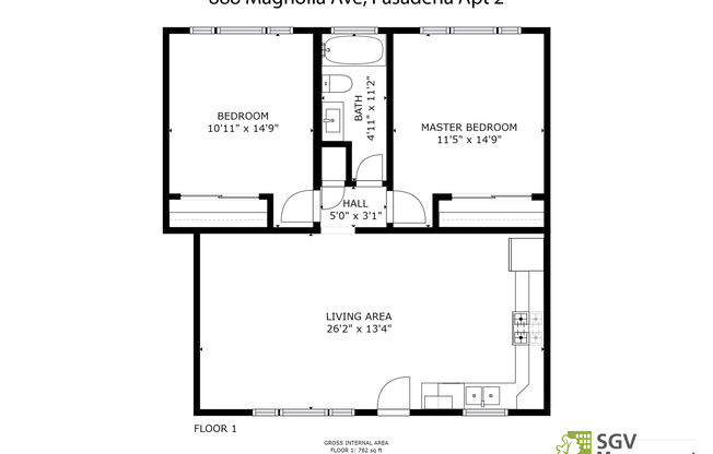 2 beds, 1 bath, 825 sqft, $2,750, Unit 02