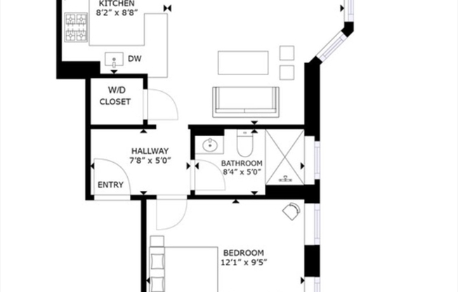 1 bed, 1 bath, 507 sqft, $3,600, Unit 47