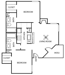 2 beds, 2 baths, 915 sqft, $1,311