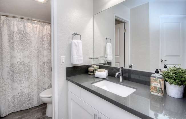 Bathroom Counter at La Serena Apartments in San Diego, CA