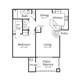 1 bed, 1 bath, 721 sqft, $1,125