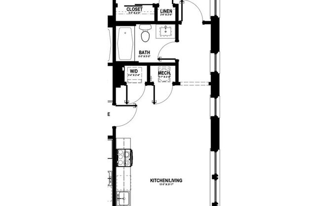 1 bed, 1 bath, 507 sqft, $950, Unit 201