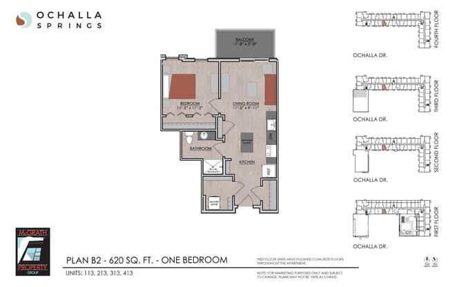 1 bed, 1 bath, 620 sqft, $1,555, Unit 313