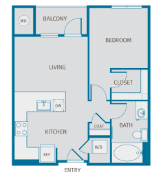 1 bed, 1 bath, 605 sqft, $1,464