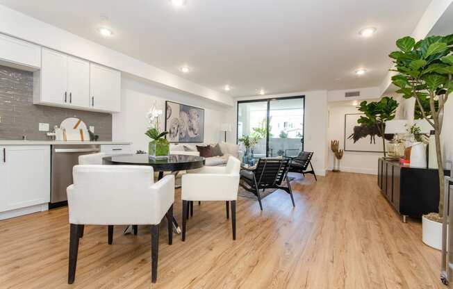 Living room at Ace on Orange Grove Apartments in Los Angeles, California.