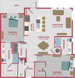 2 beds, 2.5 baths, 1,391 sqft, $2,149