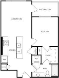 1 bed, 1 bath, 756 sqft, $1,429