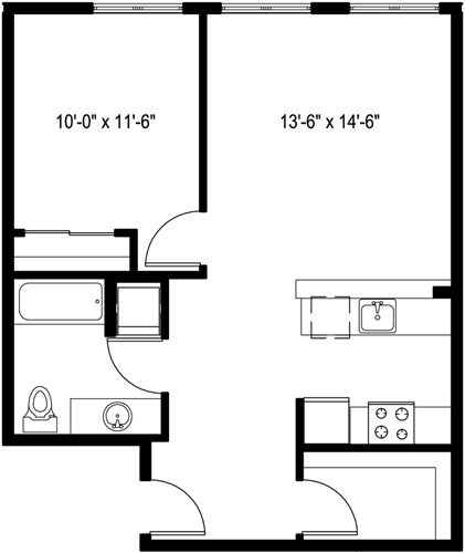 1 bed, 1 bath, 687 sqft, $2,260