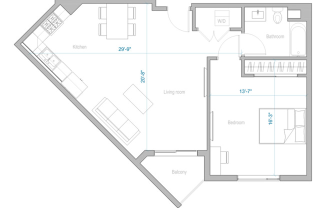 1 bed, 1 bath, 681 sqft, $2,545, Unit 413