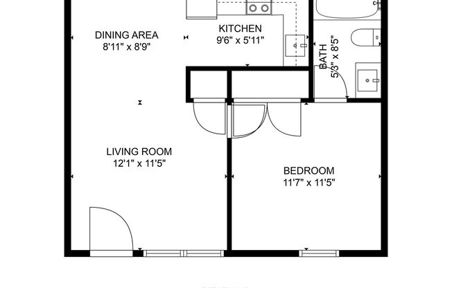 1 bed, 1 bath, 487 sqft, $870, Unit E