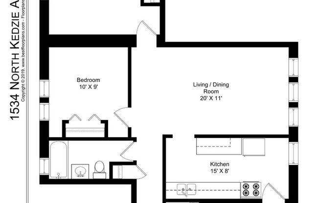 2 beds, 1 bath, 850 sqft, $1,695, Unit 1534-2H