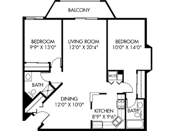 2 beds, 2 baths, 1,094 sqft, $1,675
