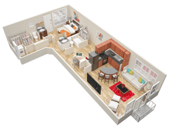 1 bed, 2 baths, 1,190 sqft, $2,573