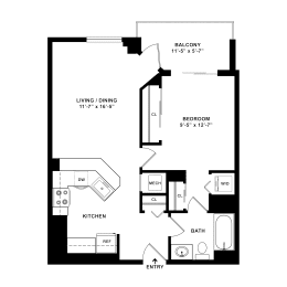 1 bed, 1 bath, 703 sqft, $1,956
