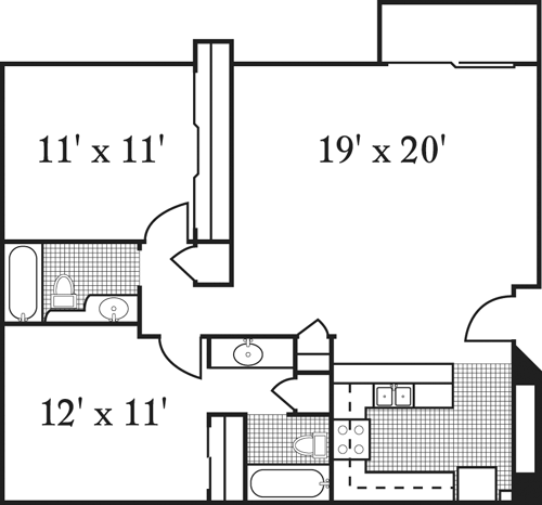 2 beds, 2 baths, 970 sqft, $3,145, Unit 2100