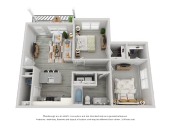 2 beds, 1 bath, 873 sqft, $1,347