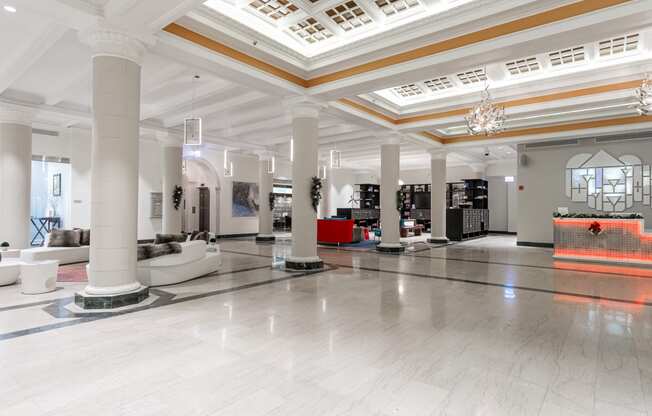 the lobby of the theorem building in the city