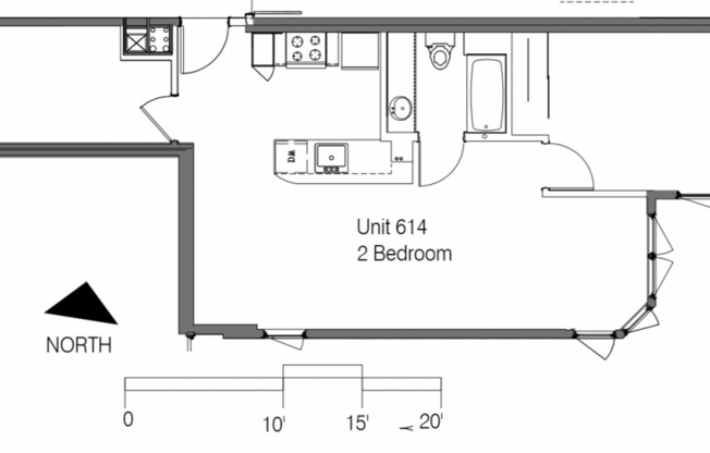 2 beds, 1 bath, 741 sqft, $3,995, Unit 614