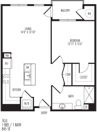 1 bed, 1 bath, 845 sqft, $1,972